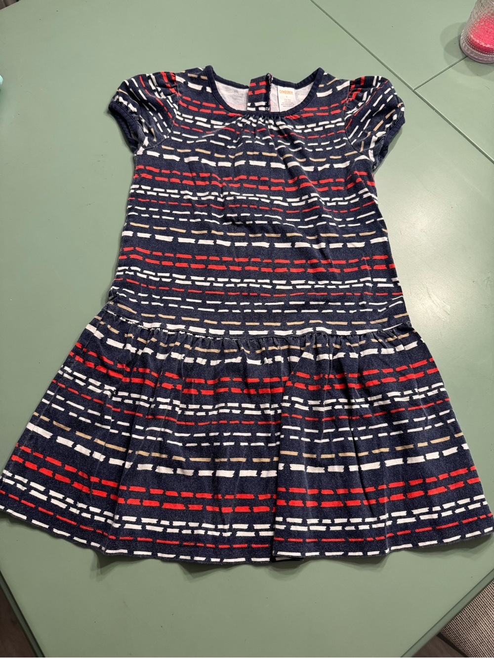 Gymboree Girls Navy Red & White Stripe Knit Dress sz 7